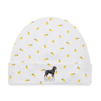 Rottweiler Low-Poly Art - Gentle giant - Baby Premium Organic Mütze - Weiß/Zitronengelb - Vorne