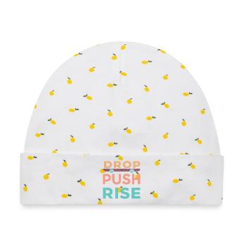 Drop Push Rise Skateboard - Baby Premium Organic Mütze - Weiß/Zitronengelb - Vorne