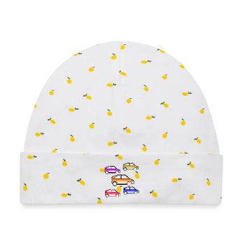 Autos - Baby Premium Organic Mütze - Weiß/Zitronengelb - Vorne