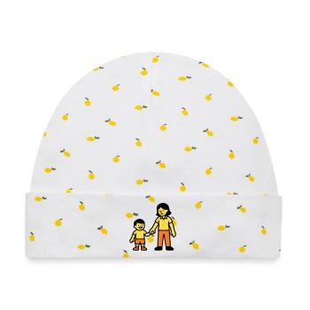 Erzieherin Kind Hand Logo - Baby Premium Organic Mütze - Weiß/Zitronengelb - Vorne