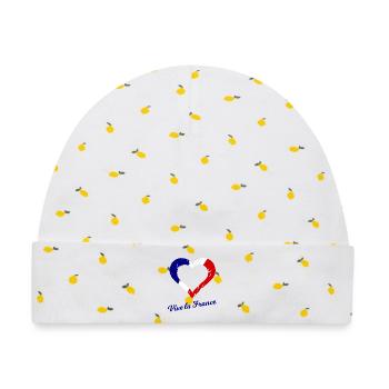 Vive la France Herzflagge - Baby Premium Organic Mütze - Weiß/Zitronengelb - Vorne