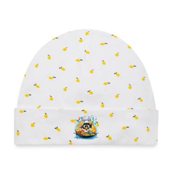 Pinguin Chef im Flammenofen - Baby Premium Organic Mütze - Weiß/Zitronengelb - Vorne