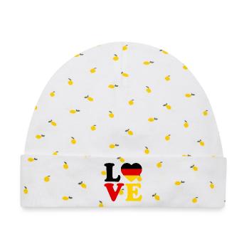 Deutschland Love Herz Fussball Fan Shirt - Baby Premium Organic Mütze - Weiß/Zitronengelb - Vorne