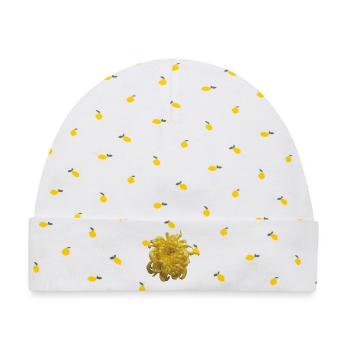 Vibrant_Yellow_Chrysanthemum_Flower - Baby Premium Organic Mütze - Weiß/Zitronengelb - Vorne