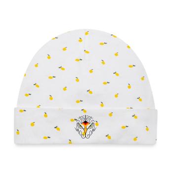 Let's Goal Adler Fanwappen - Baby Premium Organic Mütze - Weiß/Zitronengelb - Vorne