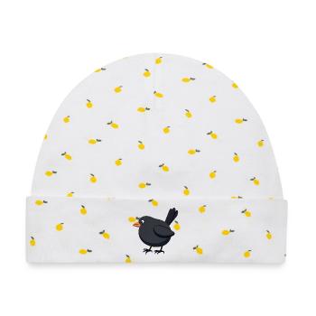 Amsel Vogel - Baby Premium Organic Mütze - Weiß/Zitronengelb - Vorne