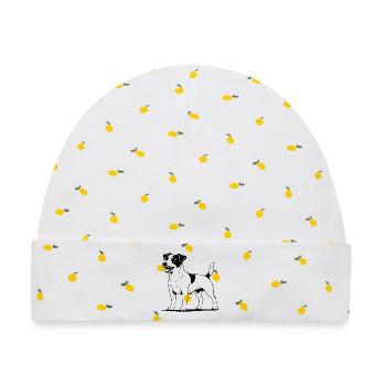 Jack Russell Terrier stehend schwarz - Baby Premium Organic Mütze - Weiß/Zitronengelb - Vorne