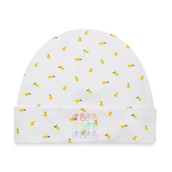 Linienzeichnung Fahrräder Rad - Baby Premium Organic Mütze - Weiß/Zitronengelb - Vorne