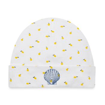 Muschel Meer Vintage Ozean - Baby Premium Organic Mütze - Weiß/Zitronengelb - Vorne