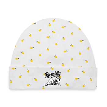 Rockabilly Frau Pin Up Schwarz-Weiß Design - Baby Premium Organic Mütze - Weiß/Zitronengelb - Vorne