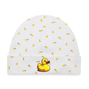Ente Ente Ente Ente Ente - Baby Premium Organic Mütze - Weiß/Zitronengelb - Vorne