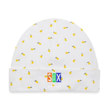 SIX Seven Straßentypografie - Baby Premium Organic Mütze - Weiß/Zitronengelb - Vorne
