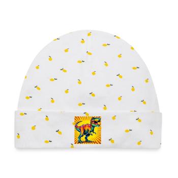 Dinosaurier - Baby Premium Organic Mütze - Weiß/Zitronengelb - Vorne