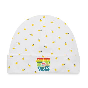 Sommerliche Vibes - Baby Premium Organic Mütze - Weiß/Zitronengelb - Vorne