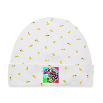 Gecko - Baby Premium Organic Mütze - Weiß/Zitronengelb - Vorne
