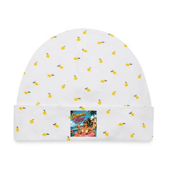 Summer Vibes  - Baby Premium Organic Mütze - Weiß/Zitronengelb - Vorne