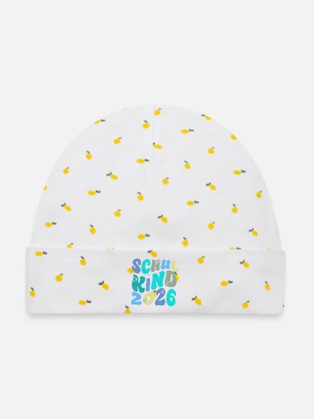 Einschulung – Bunte Schulstart Edition - Baby Premium Organic Mütze - Weiß/Zitronengelb