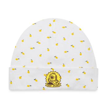 Taucherhelm Retro Tauchschule Taucher Tauchen - Baby Premium Organic Mütze - Weiß/Zitronengelb - Vorne