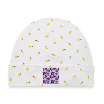 Lavendelrosen: violettes Motiv - Baby Premium Organic Mütze - Weiß/Zitronengelb - Vorne