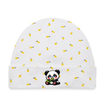 Cute Bamboo Panda - Baby Premium Organic Mütze - Weiß/Zitronengelb - Vorne