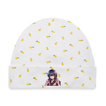 Manga-Stil-Aufkleber - Baby Premium Organic Mütze - Weiß/Zitronengelb - Vorne