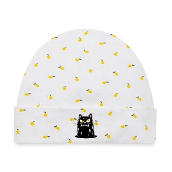 Grimmige Katzenportrait - Baby Premium Organic Mütze - Weiß/Zitronengelb - Vorne