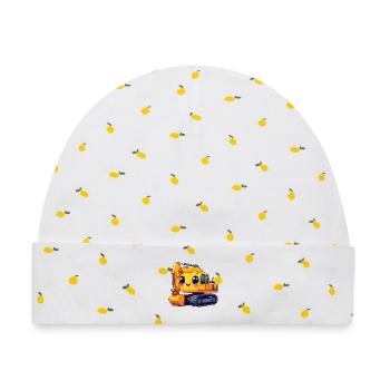 Niedlicher gelber Bagger im Kawaii-Comic-Stil – sü - Baby Premium Organic Mütze - Weiß/Zitronengelb - Vorne