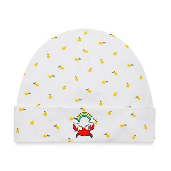Regenbogenkrabbe Charme - Baby Premium Organic Mütze - Weiß/Zitronengelb - Vorne