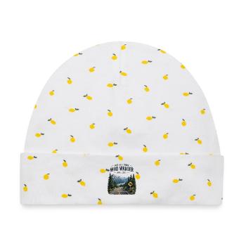 Wanderpfad: Not All Who Wander Are Lost - Baby Premium Organic Mütze - Weiß/Zitronengelb - Vorne