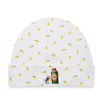 Mücke vs Sprühdose  - Baby Premium Organic Mütze - Weiß/Zitronengelb - Vorne