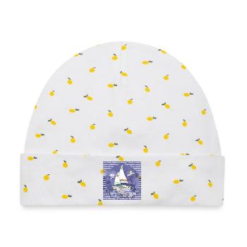 Segelboot - Baby Premium Organic Mütze - Weiß/Zitronengelb - Vorne