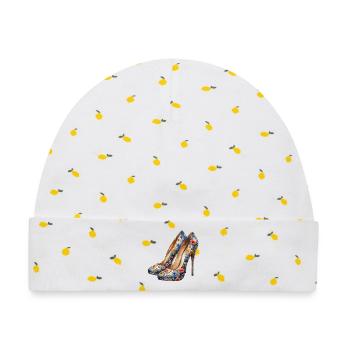 High Heels mit farbenfrohen Blumen - Baby Premium Organic Mütze - Weiß/Zitronengelb - Vorne