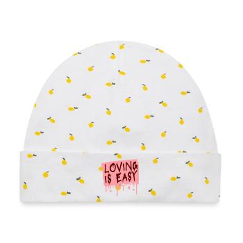 Loving Is Easy Inspirierend Romantisch Spruch Logo - Baby Premium Organic Mütze - Weiß/Zitronengelb - Vorne