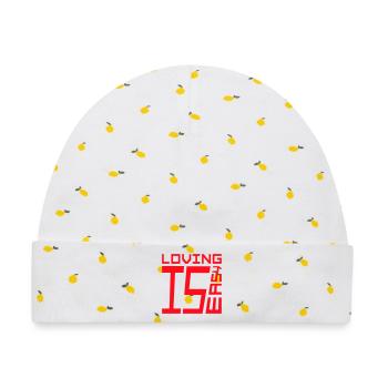 Loving Is Easy Inspirierend Romantisch Spruch Logo - Baby Premium Organic Mütze - Weiß/Zitronengelb - Vorne
