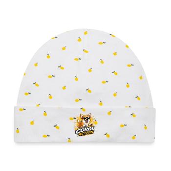 Corgi Action - Baby Premium Organic Mütze - Weiß/Zitronengelb - Vorne