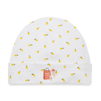 Verkäuferin in Rente – Aufgehende Sonne & Tasche - Baby Premium Organic Mütze - Weiß/Zitronengelb - Vorne