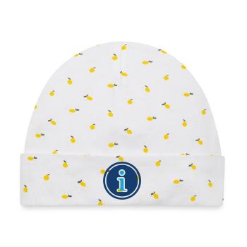 Informationssymbol-Linien-Symbol-Symbol-Vektor - Baby Premium Organic Mütze - Weiß/Zitronengelb - Vorne