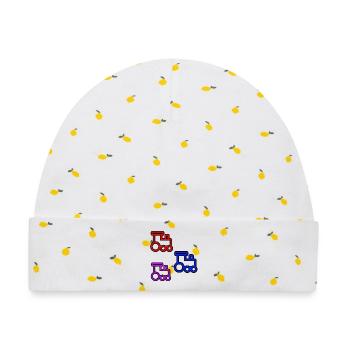 Dampflok - Baby Premium Organic Mütze - Weiß/Zitronengelb - Vorne