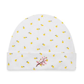 Kirschblüten - Baby Premium Organic Mütze - Weiß/Zitronengelb - Vorne
