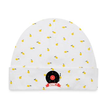 Vinyl - Baby Premium Organic Mütze - Weiß/Zitronengelb - Vorne