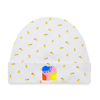 Abstraktes Farbfluss Kunstwerk - Baby Premium Organic Mütze - Weiß/Zitronengelb - Vorne