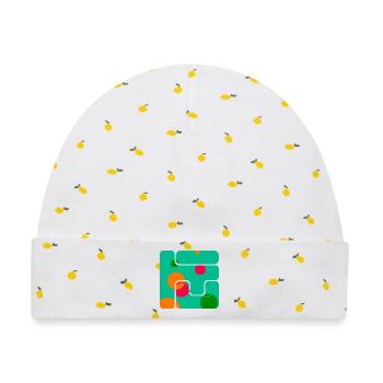 Geometrische Formen Kunst Design - Baby Premium Organic Mütze - Weiß/Zitronengelb - Vorne