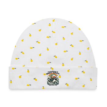 Frosch auf Hai Regenbogen - Baby Premium Organic Mütze - Weiß/Zitronengelb - Vorne