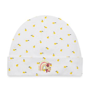 Schlafwandelnder Dackel mit Regenbogen - Baby Premium Organic Mütze - Weiß/Zitronengelb - Vorne