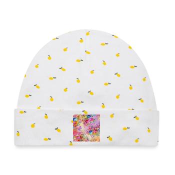 Regenbogenblüte-Kaskade - Baby Premium Organic Mütze - Weiß/Zitronengelb - Vorne