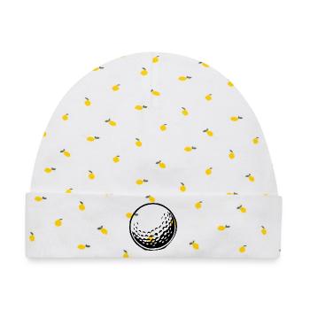 Golfball Geschenk Golfspieler - Baby Premium Organic Mütze - Weiß/Zitronengelb - Vorne