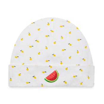 Wassermelonenscheibe - Baby Premium Organic Mütze - Weiß/Zitronengelb - Vorne