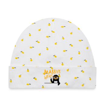 Massive weirdo Komischer Weirdo Pinguin Nerd Geek - Baby Premium Organic Mütze - Weiß/Zitronengelb - Vorne