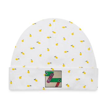 Geometrische Farbbande Popkunst - Baby Premium Organic Mütze - Weiß/Zitronengelb - Vorne