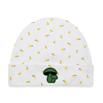 Gruene Pilz Silhouette Icon - Baby Premium Organic Mütze - Weiß/Zitronengelb - Vorne